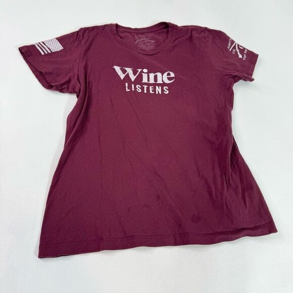 Grunt Style Tee Shirt Womens XXL Wine Listens Burgundy Crewneck Pullover - Picture 1 of 6